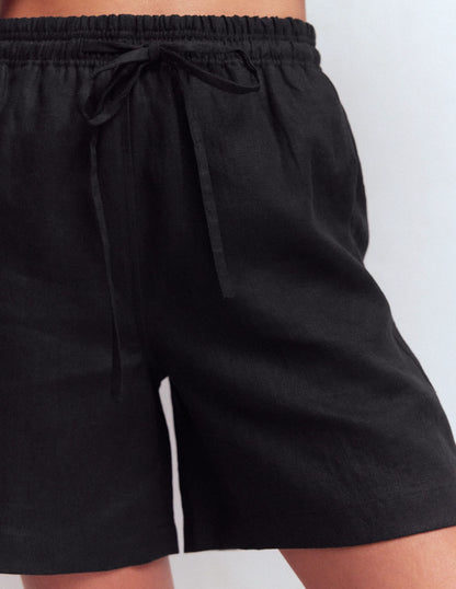 Islington Linen Shorts-Black