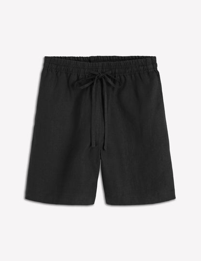 Islington Linen Shorts-Black