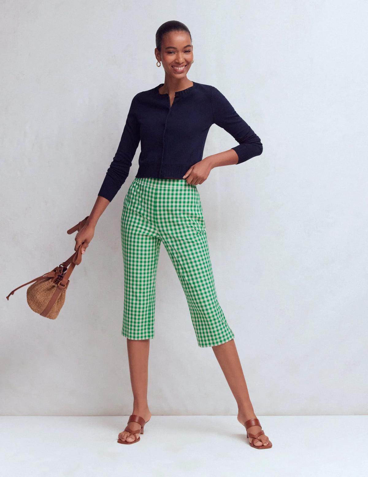 Capri Pants-Rich Emerald, Gingham