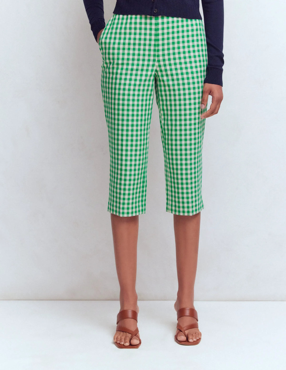 Capri Pants-Rich Emerald, Gingham