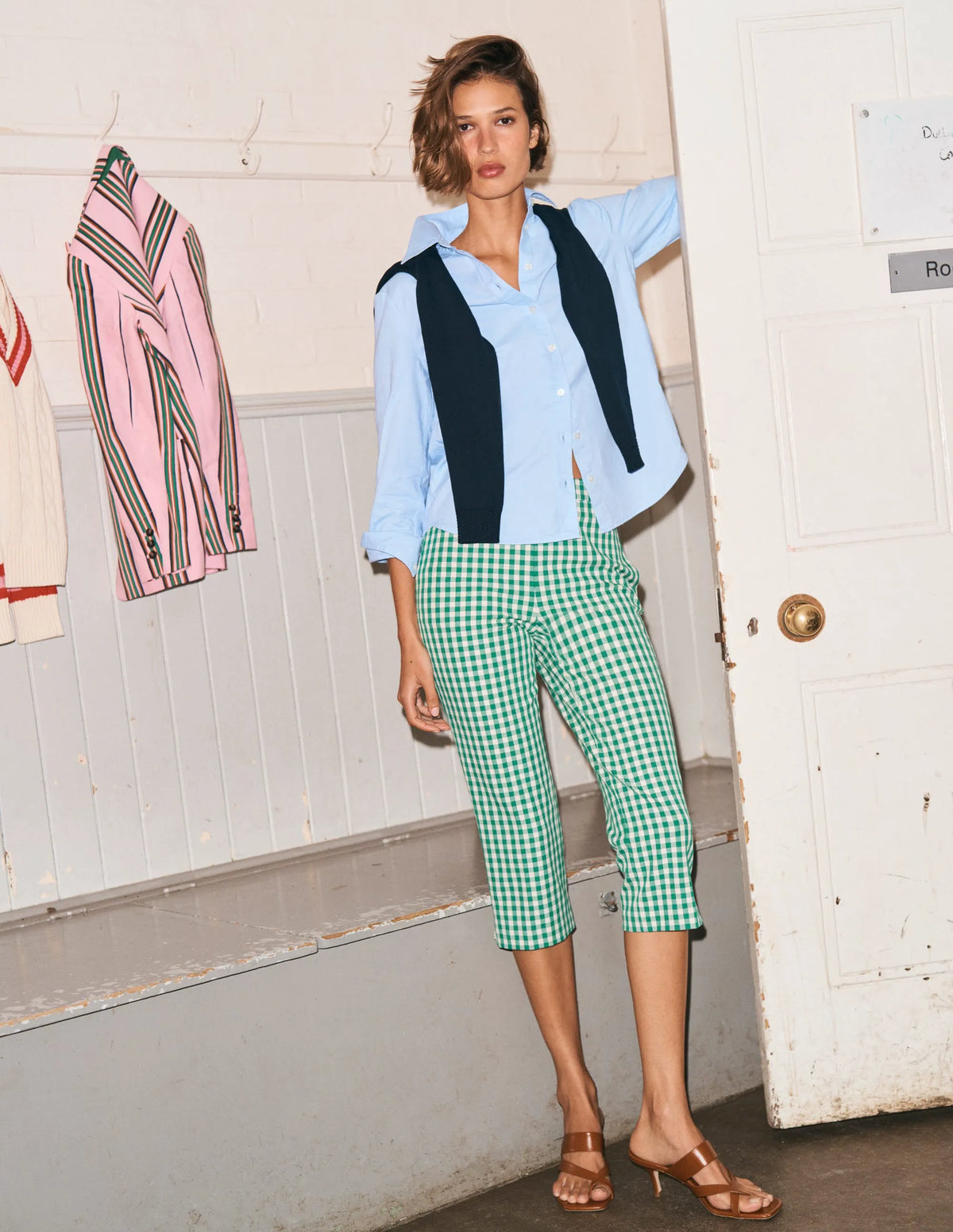 Capri Pants-Rich Emerald, Gingham