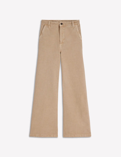 High Rise Palazzo Jeans-Cappuccino