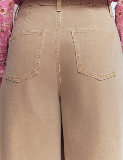 High Rise Palazzo Jeans-Cappuccino