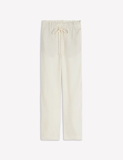 Islington Linen Crop Pants-Ivory