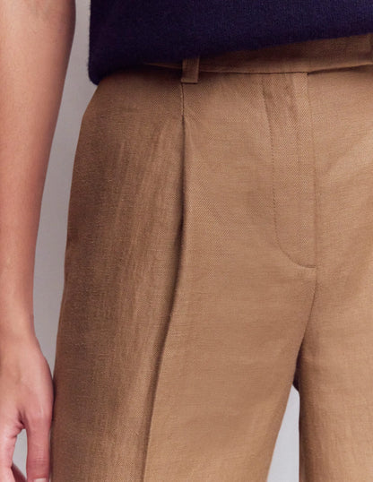 Chiswick Crop Linen Pants-Cappuccino