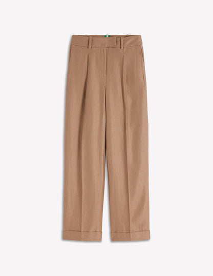 Chiswick Crop Linen Pants-Cappuccino
