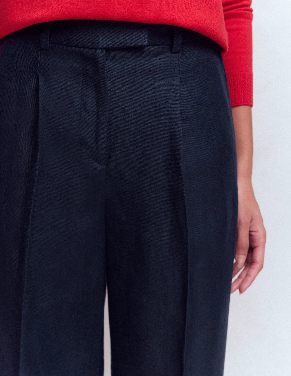 Chiswick Crop Linen Pants-Navy