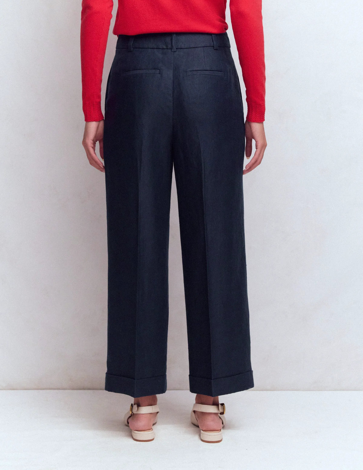 Chiswick Crop Linen Pants-Navy
