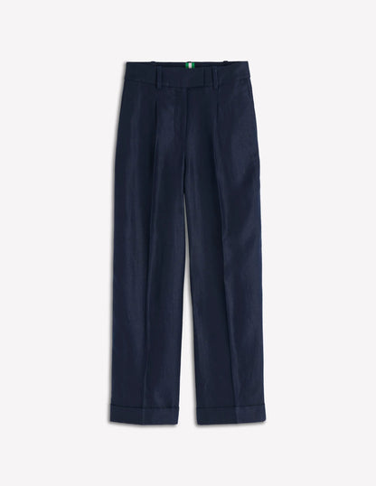 Chiswick Crop Linen Pants-Navy