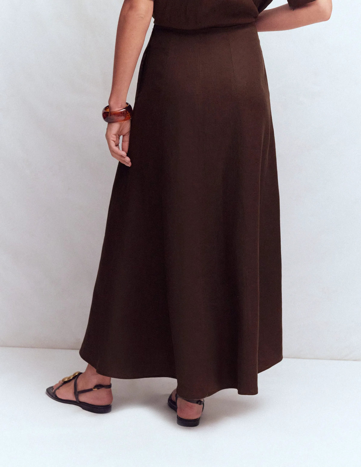 Miriam Linen Maxi Skirt-Bitter Chocolate