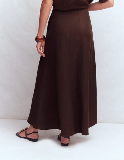 Miriam Linen Maxi Skirt-Bitter Chocolate