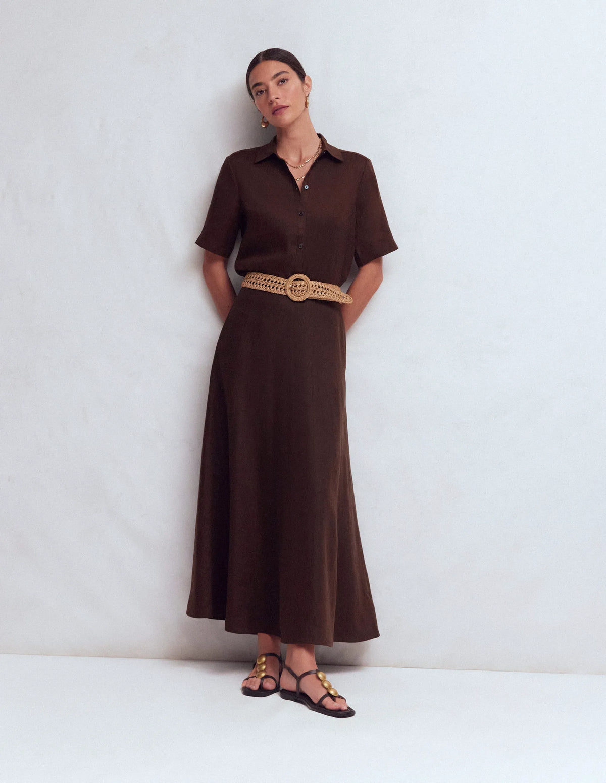 Miriam Linen Maxi Skirt-Bitter Chocolate