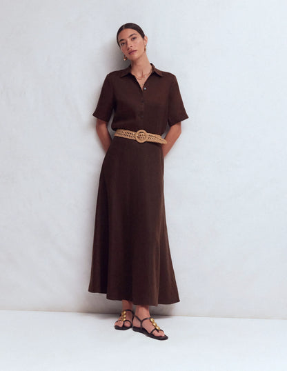 Miriam Linen Maxi Skirt-Bitter Chocolate