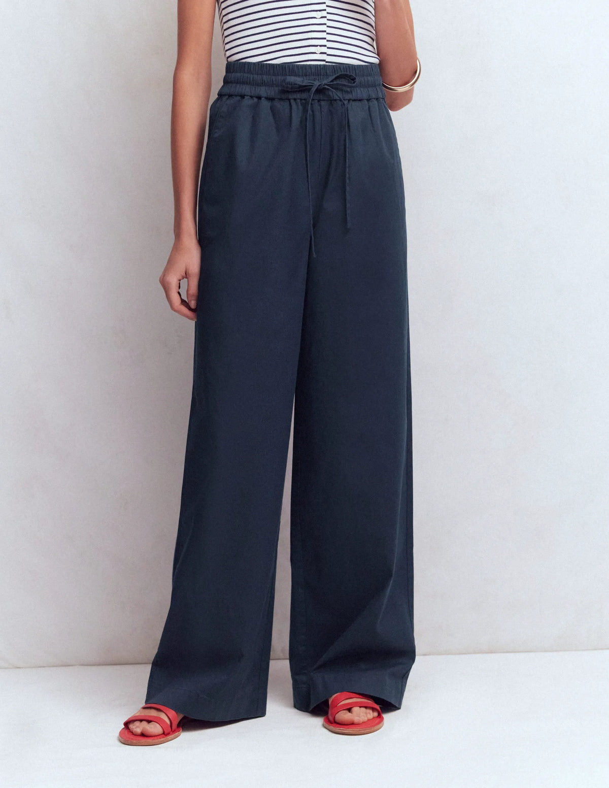 Greenwich Tie Waist Pants-Navy