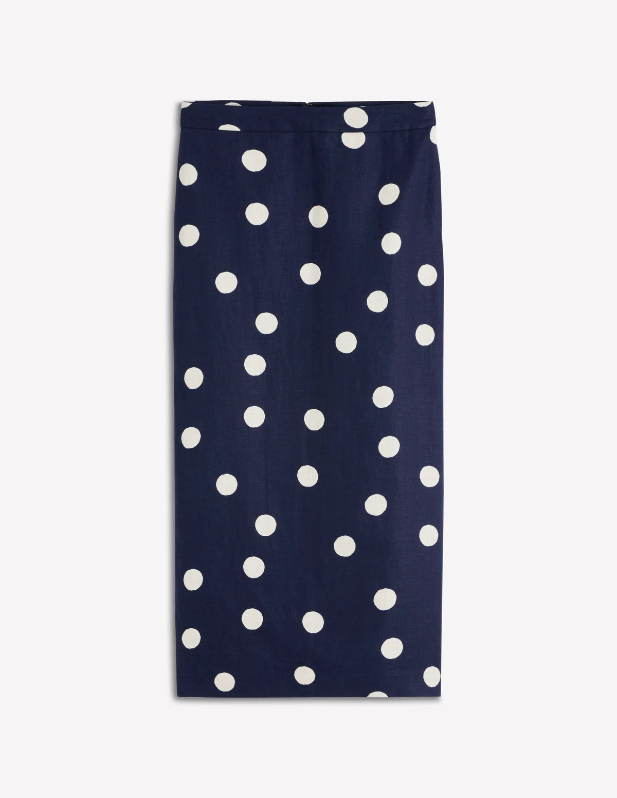 Longline Column Skirt-French Navy, Ivory Spot