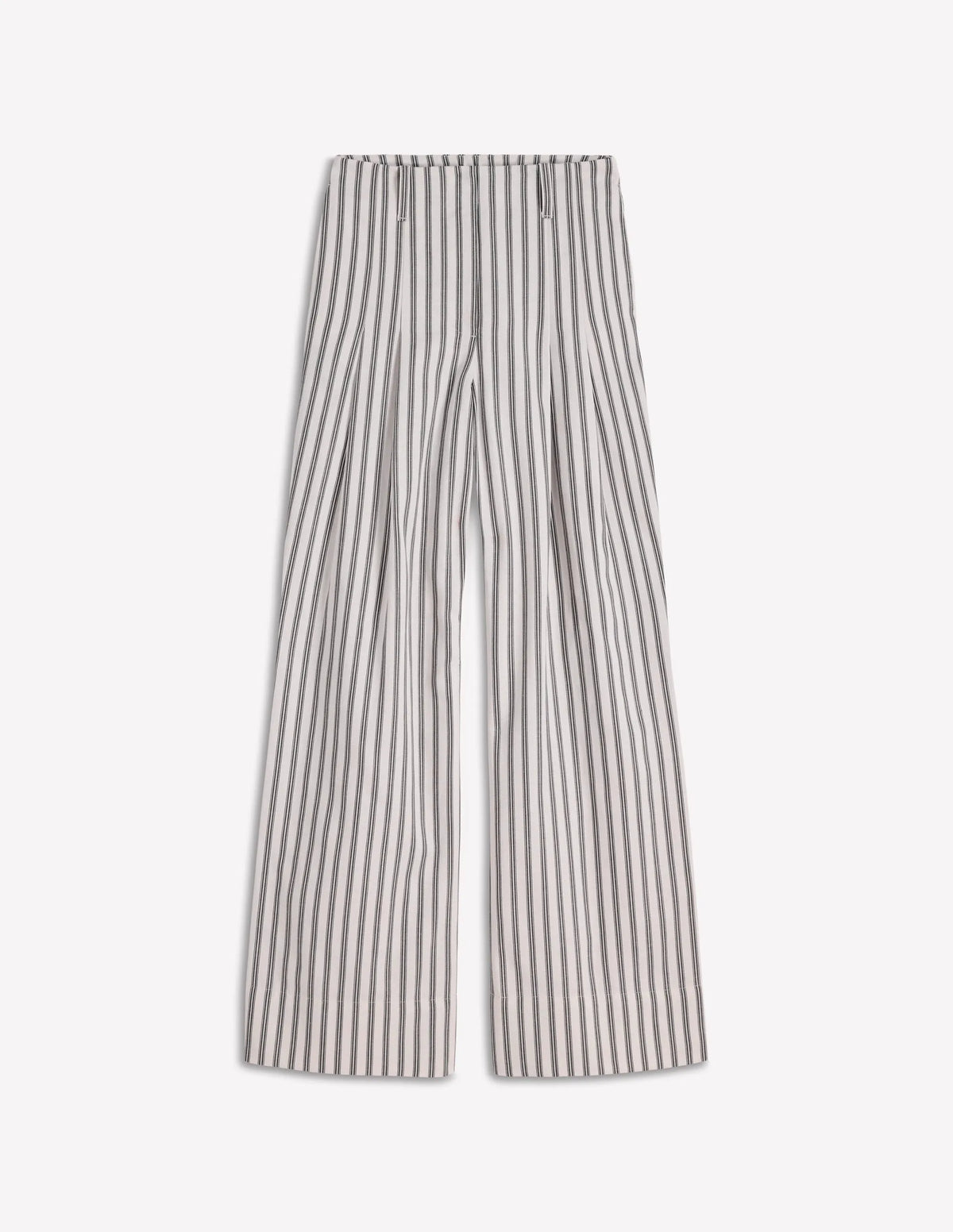 Mayfair Tailored Pants-Ivory, Navy Stripe
