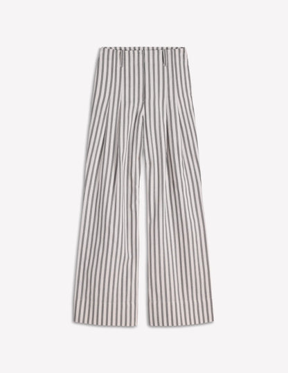 Mayfair Tailored Pants-Ivory, Navy Stripe