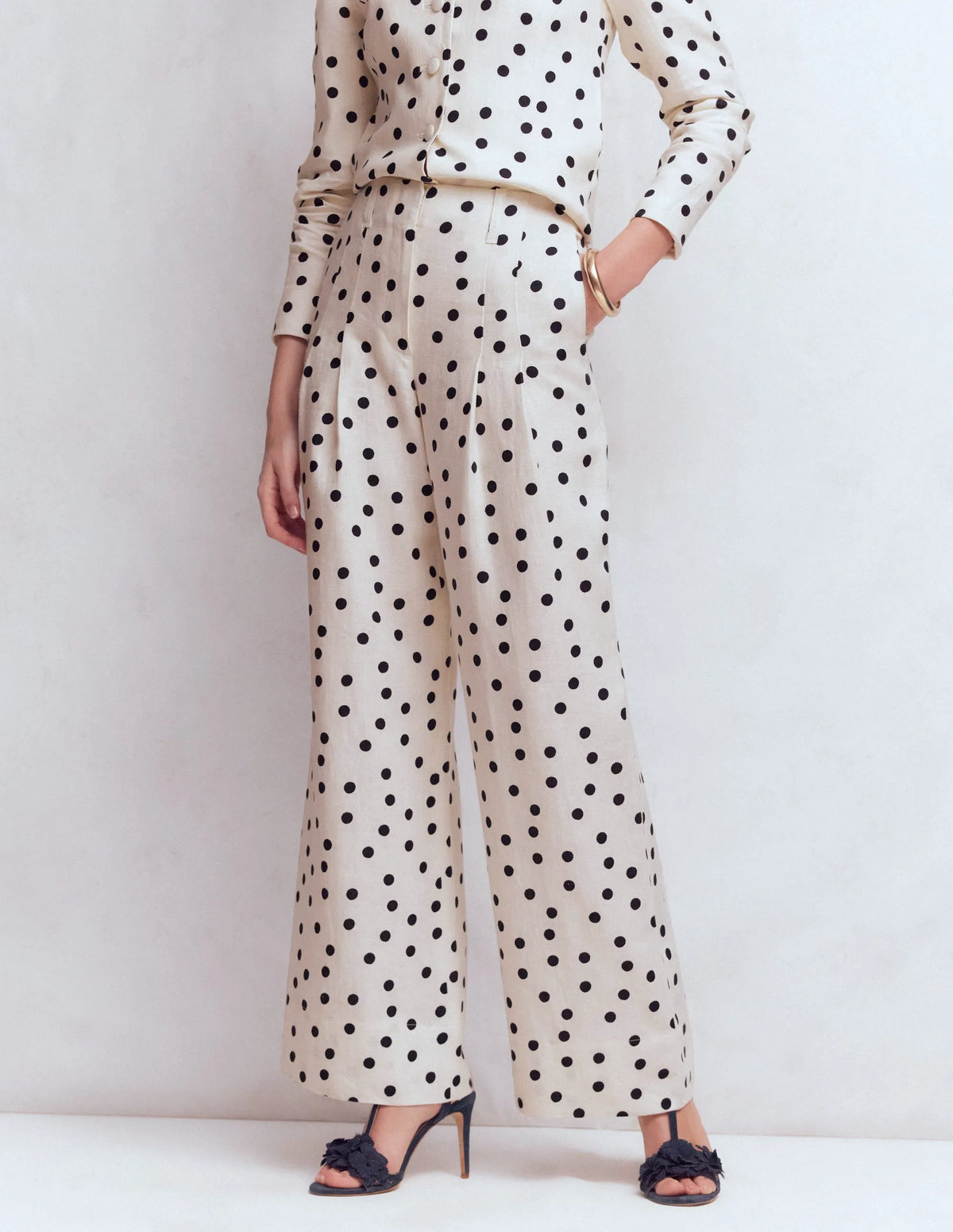 Mayfair Linen Pants-Ivory, Painted Dot