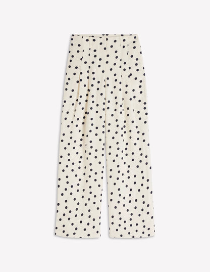 Mayfair Linen Pants-Ivory, Painted Dot