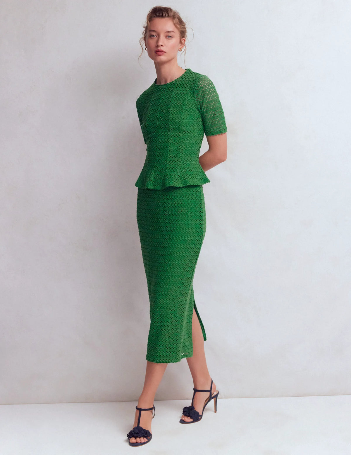 Lace Pencil Skirt-Fresh Green