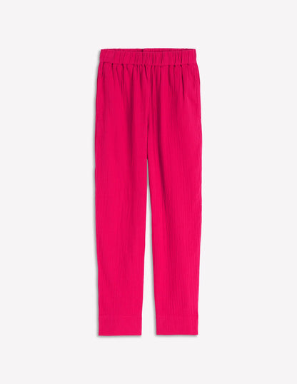 Double Cloth Crop Pants-Pomegranate