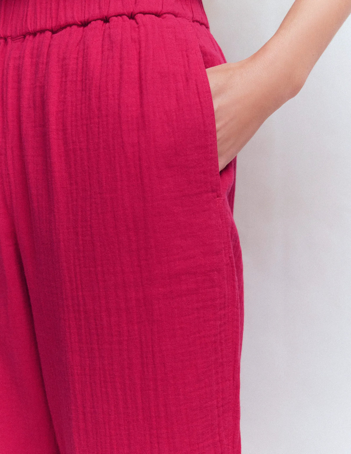 Double Cloth Crop Pants-Pomegranate