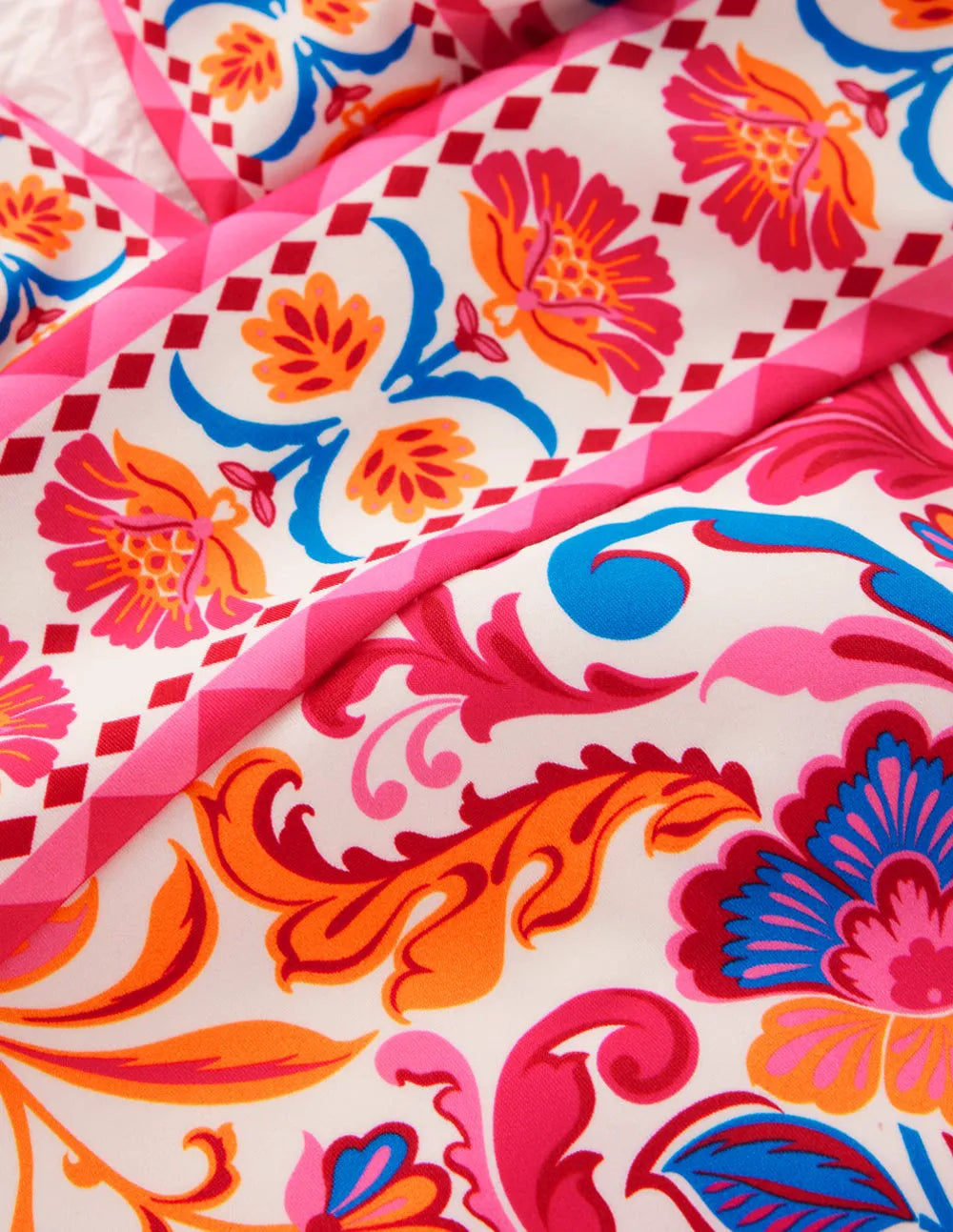 Porto V-neck Swimsuit-Pink Power, Flourishing Meadow
