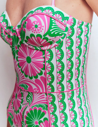 Rhodes Cup Sized Swimsuit-Pink, Euphoric Gardens