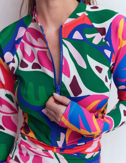 Sun Safe Raglan Guard Top-Multi, Leafy Cascade
