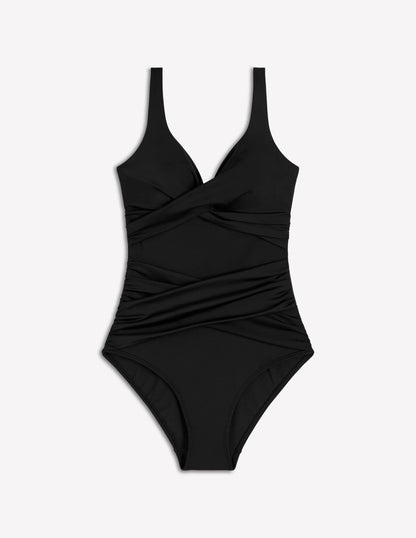 Cannes Cross Wrap Swimsuit-Black