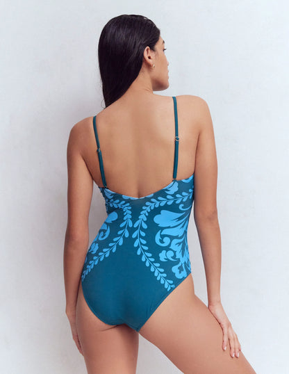 Palermo V Swimsuit-Green, Decorative Lattice