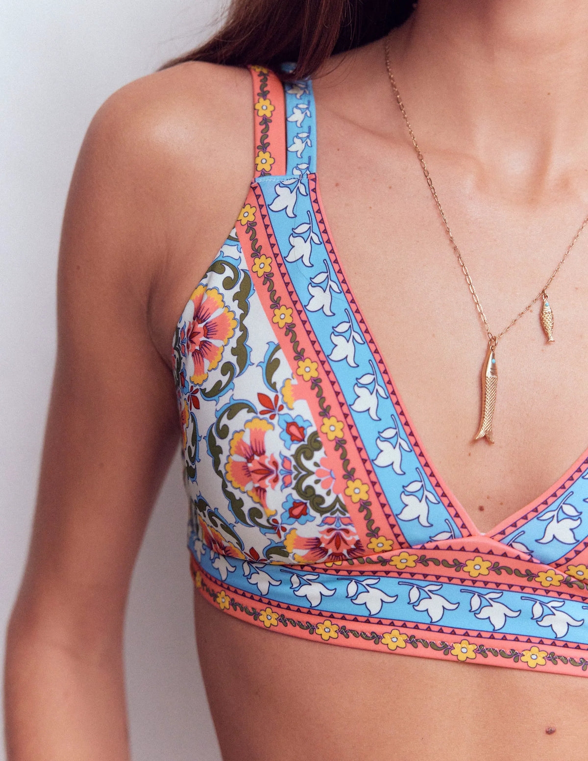 Arles Bikini Top-Pink, Ornamental Trellis