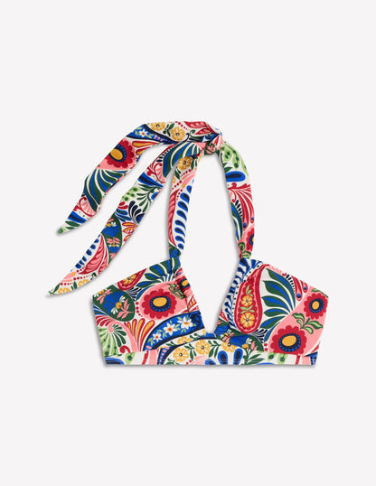 Minori Halter Tie Bikini Top-Multi, Enchanted Paisley