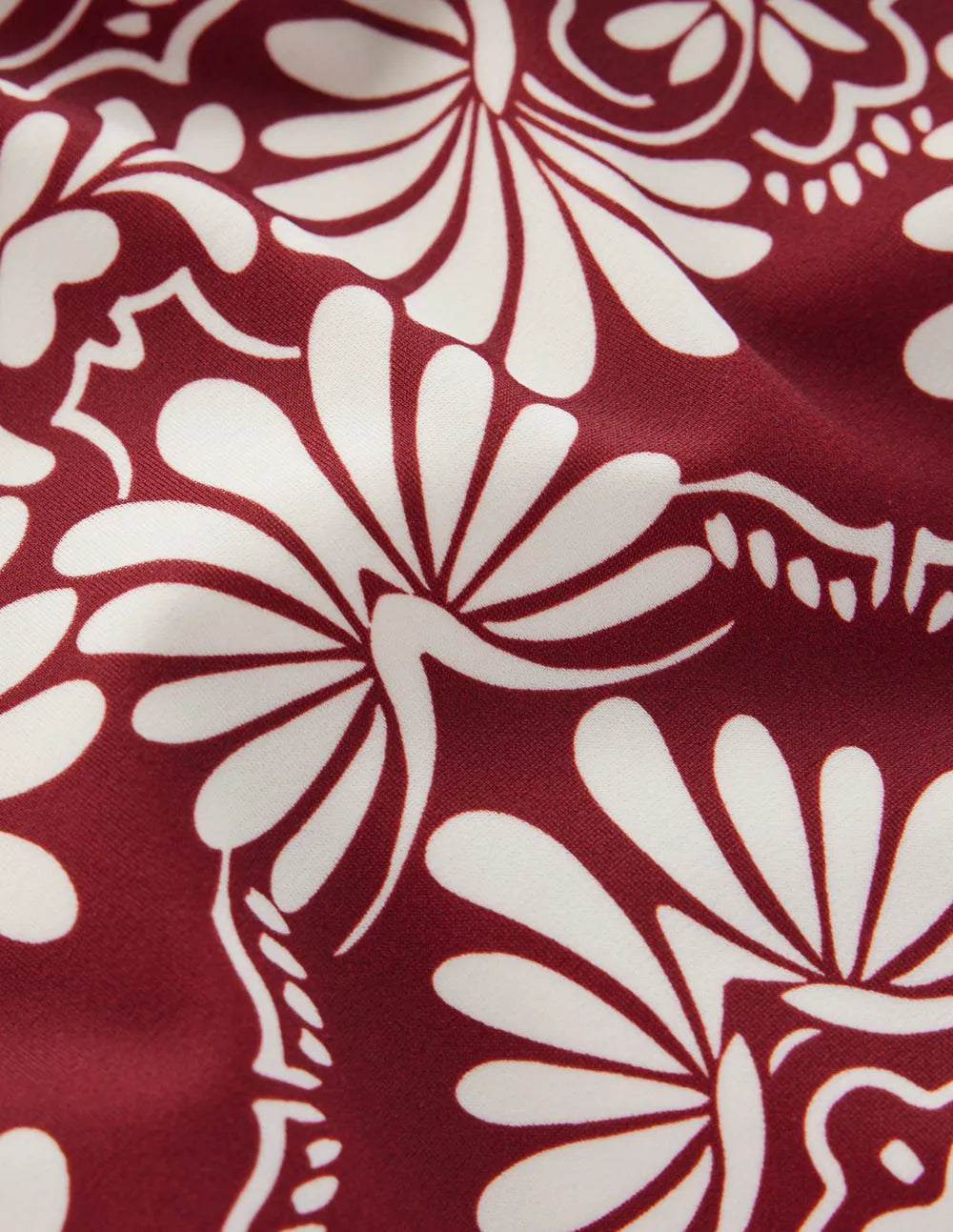 Bow Tie Shoulder Swimsuit-Maroon, Botanical Charm