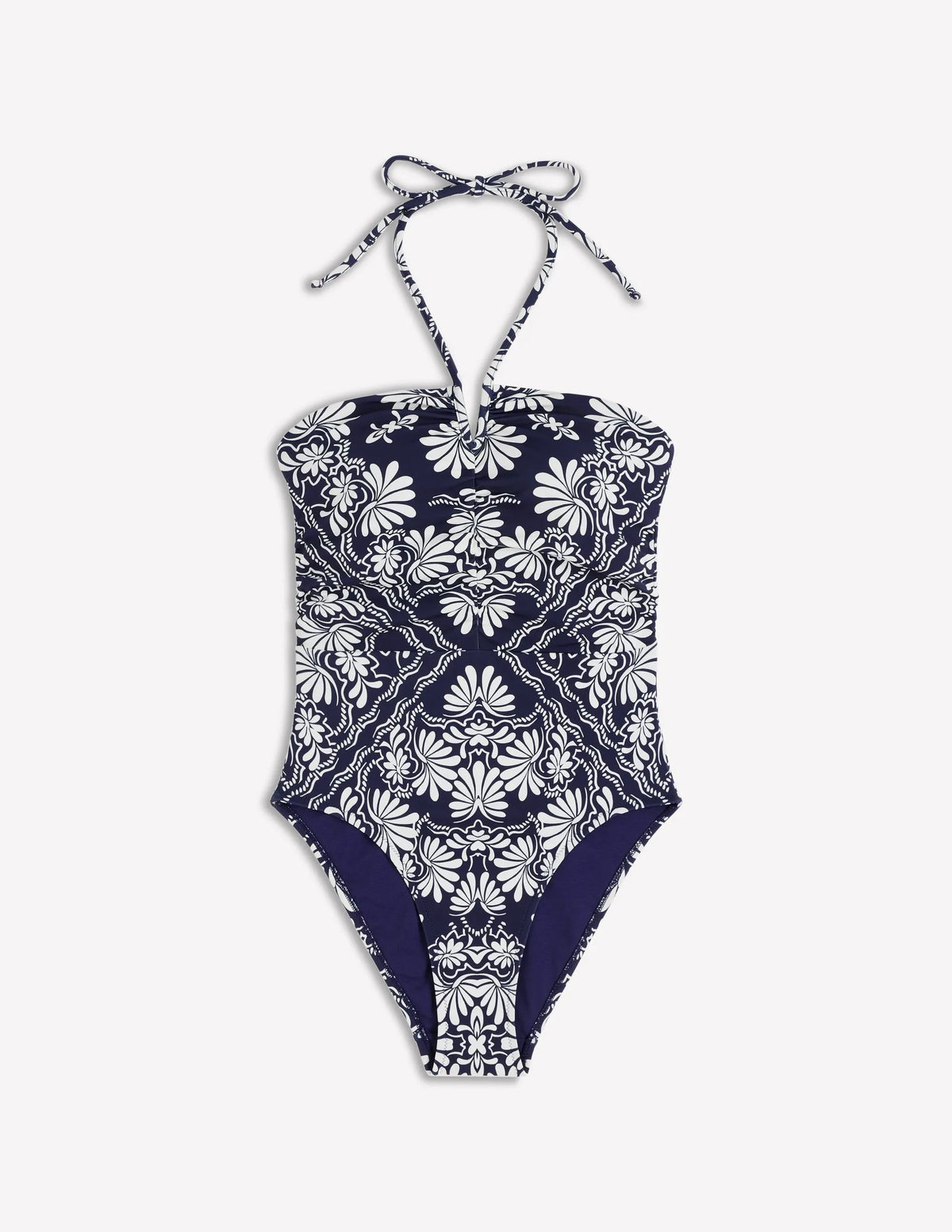 Gather String Swimsuit-French Navy, Botanical Charm
