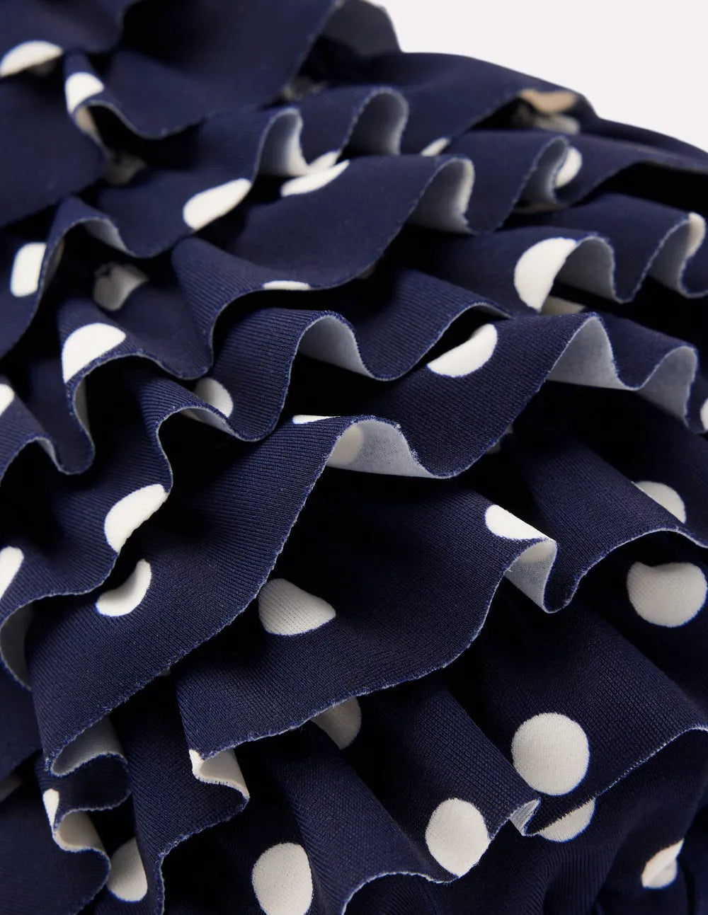 Ruffle Bikini Top-Navy Spot