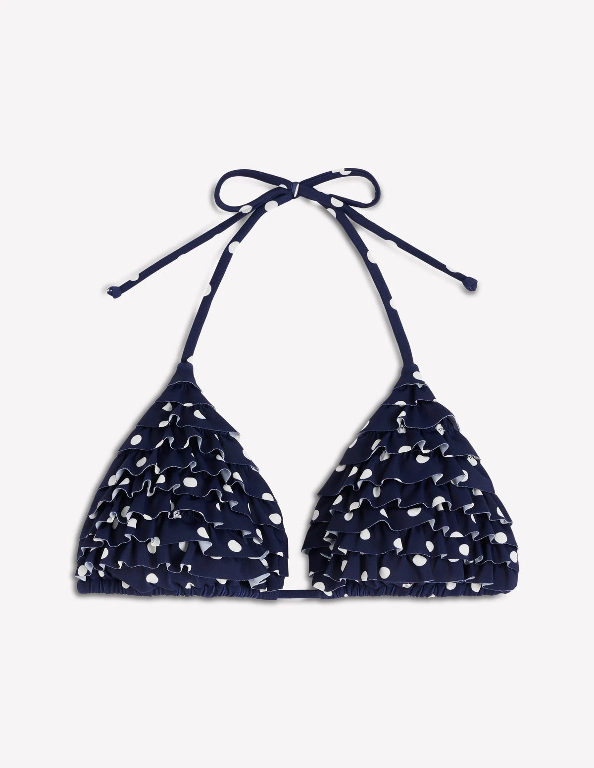 Ruffle Bikini Top-Navy Spot