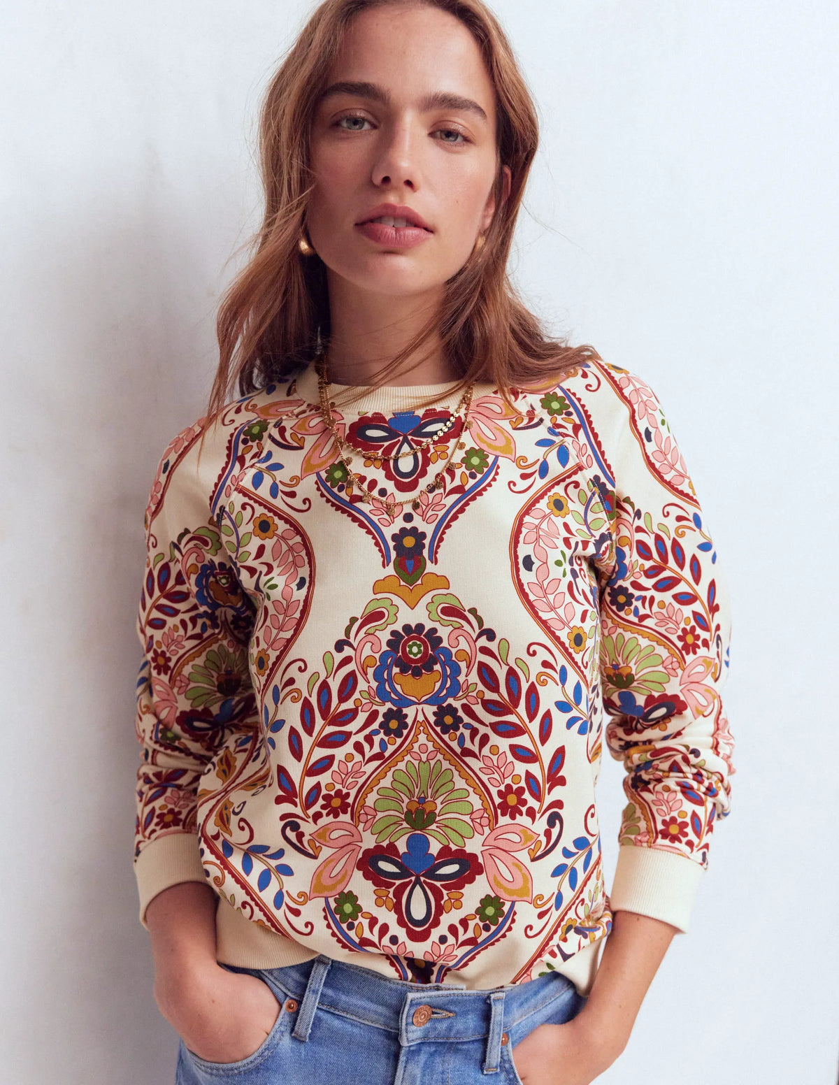 Rosa Printed Sweatshirt-Multi, Enchanted Gardenia