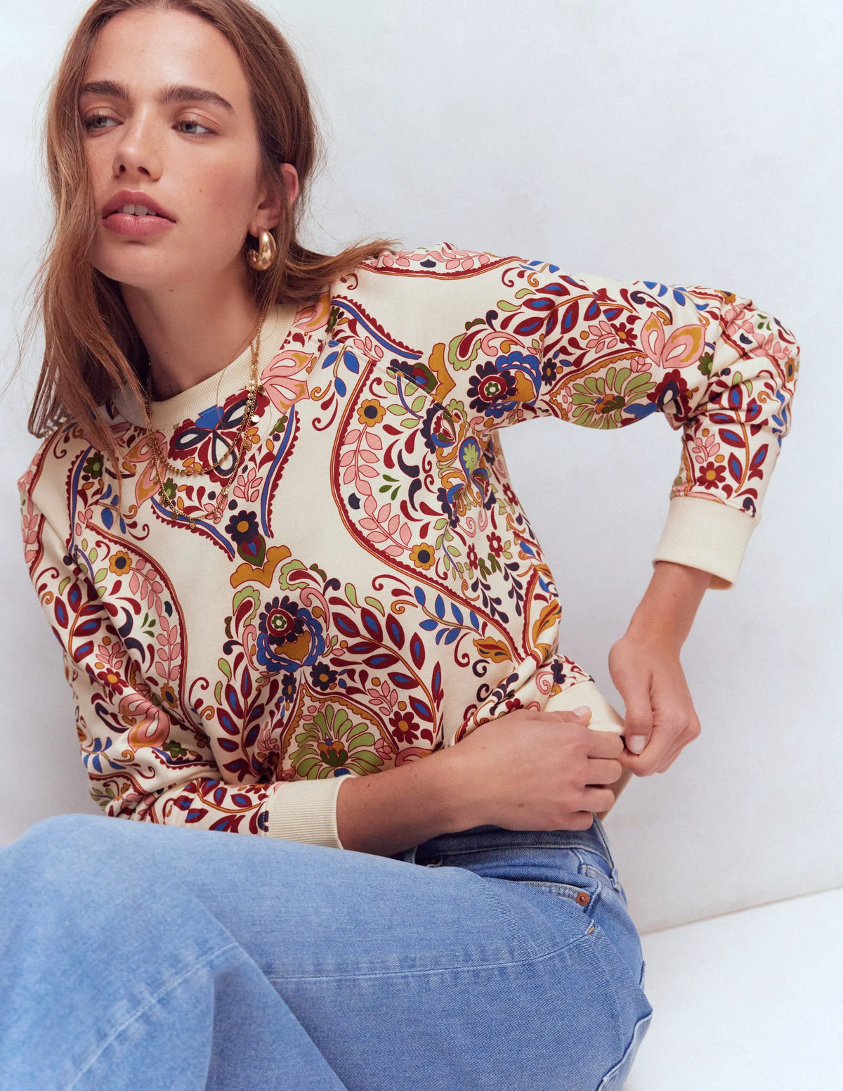 Rosa Printed Sweatshirt-Multi, Enchanted Gardenia
