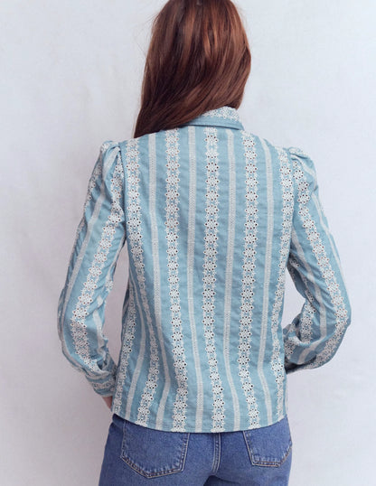 Cara Denim Shirt-Blue Broderie