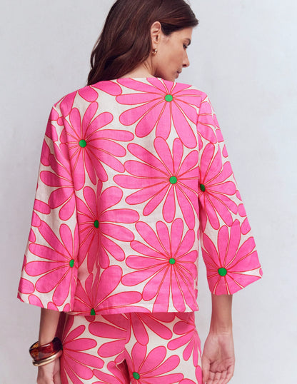 Cleo Linen Top-Pink, Daisy Blossom