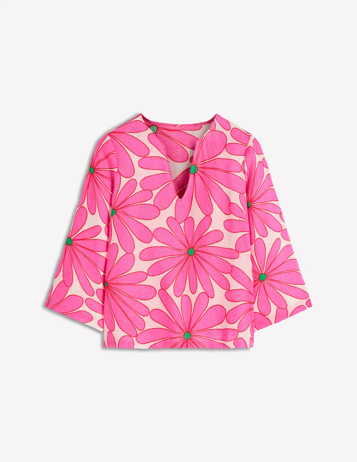 Cleo Linen Top-Pink, Daisy Blossom