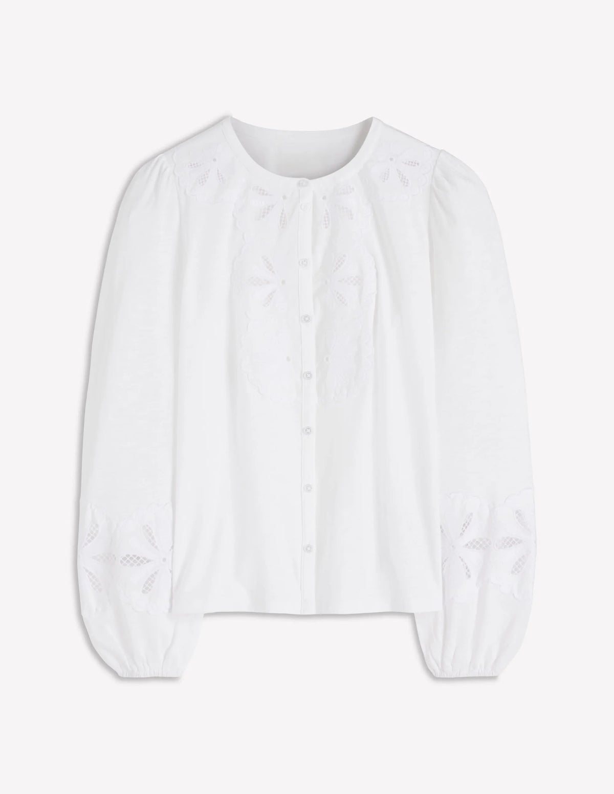 Scallop Cutwork Top-White