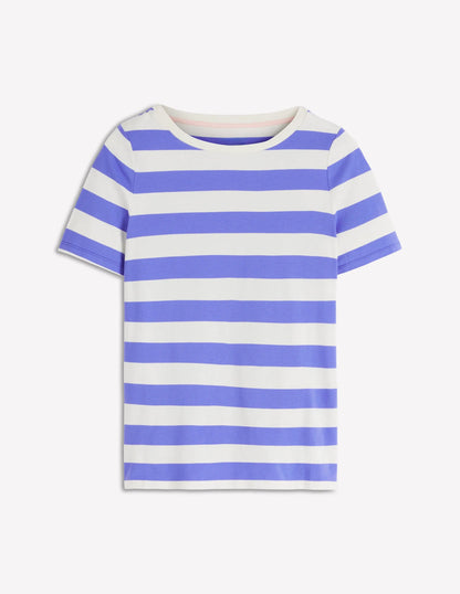 Olivia Short Sleeve Breton-Baja Blue and Ivory Stripe