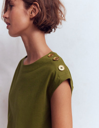 Button Detail T-Shirt-Mayfly