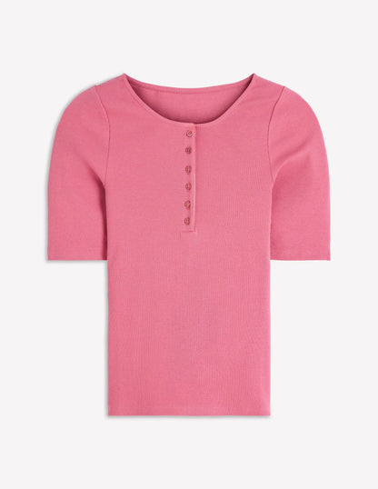 Short Sleeve Rib Henley-Malaga