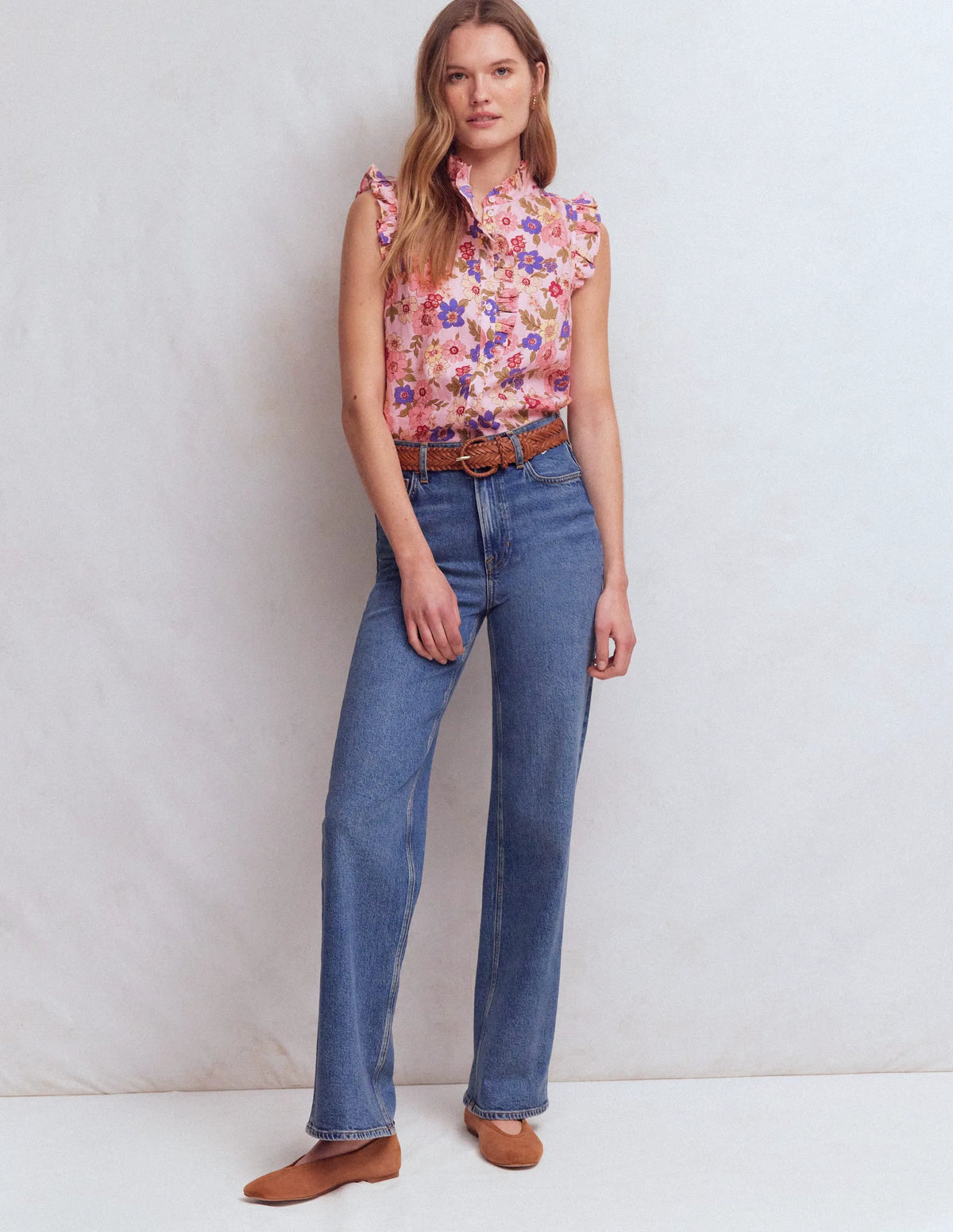 Isabel Sleeveless Linen Top-Blooming Pink, Blossomy Garden
