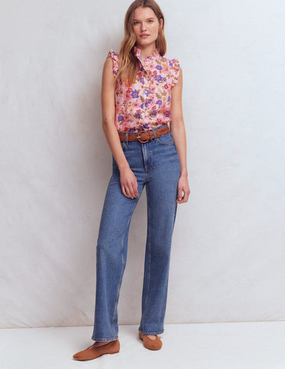 Isabel Sleeveless Linen Top-Blooming Pink, Blossomy Garden