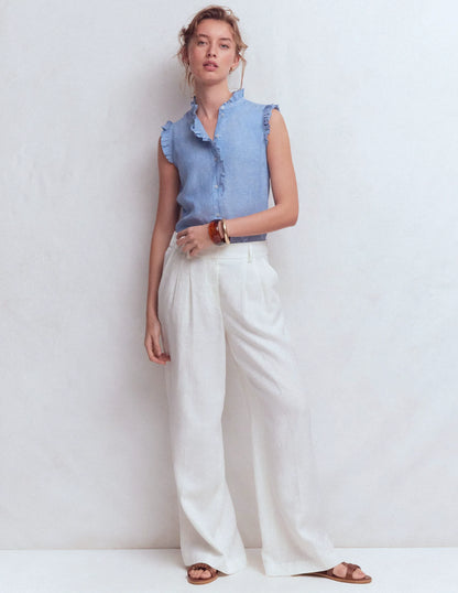 Isabel Sleeveless Linen Top-Chambray