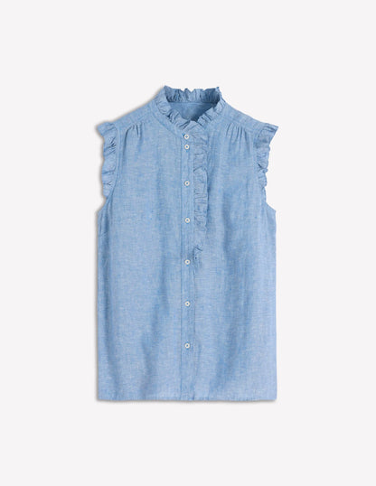 Isabel Sleeveless Linen Top-Chambray